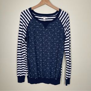 G.H Bass & Co Long Sleeves Stripes Shirt Moon and Stars Print Size Large